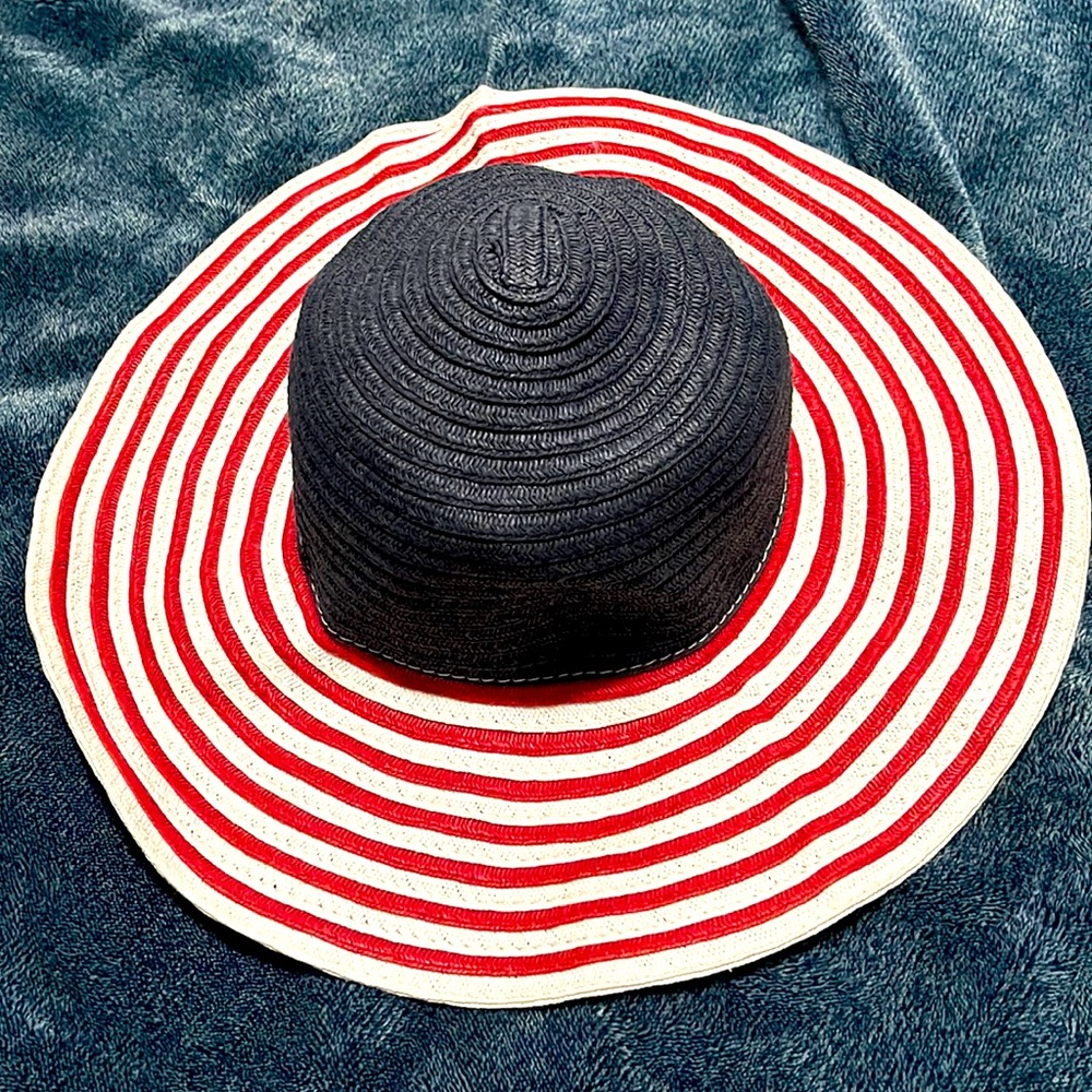 Lovely red white and blue straw hat